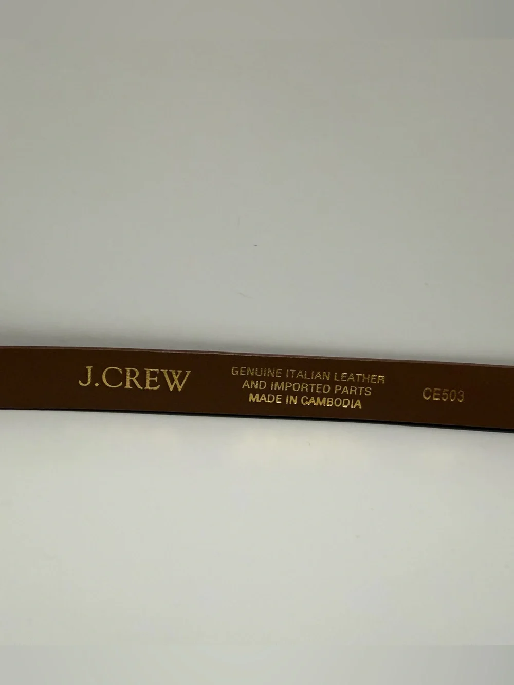NWT J. Crew Thin Italian spazzolato leather belt glazed pecan Gold Buckle Medium